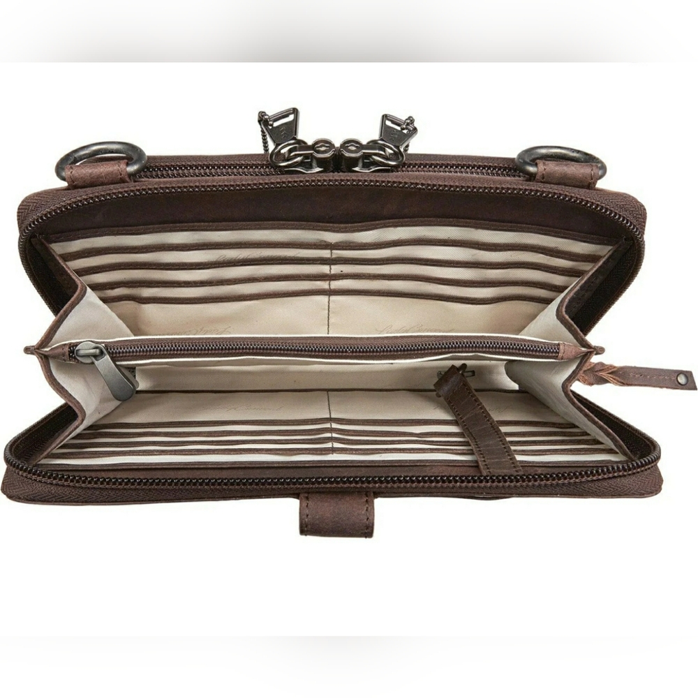 Leather Concealed Carry Extra Small Crossbody Organizer NWT Mahogany Dark Brown - Picture 7 of 7